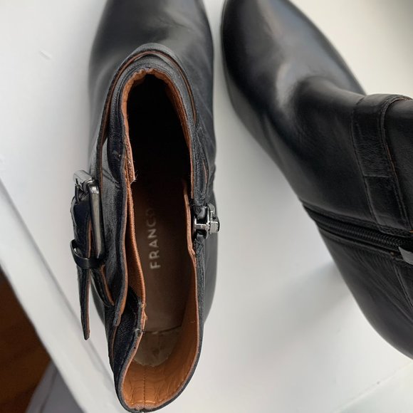 Franco Sarto Black Leather Ankle Boot with Treaded Soles - Picture 2 of 3